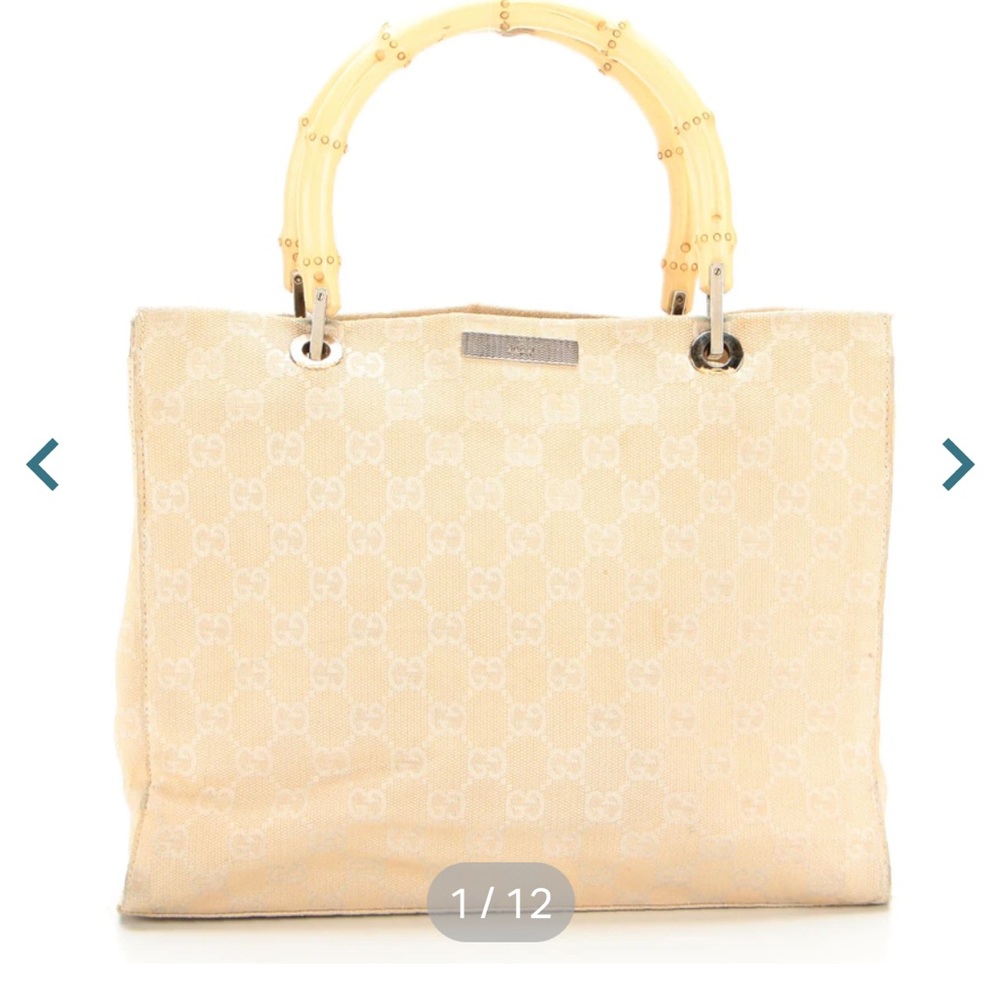 Gucci 2-Way Convertible Tote Bag in Cream/Off-White GG Canvas, Vintage Condition
